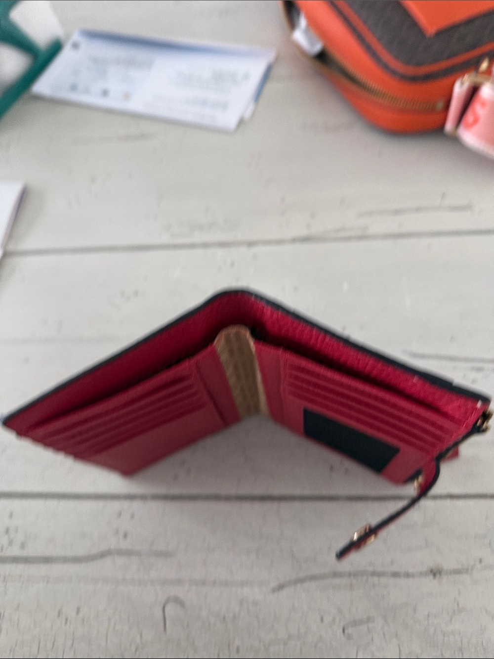 Lodis Red Pebbled Leather Zip Card Case - Picture 4 of 6